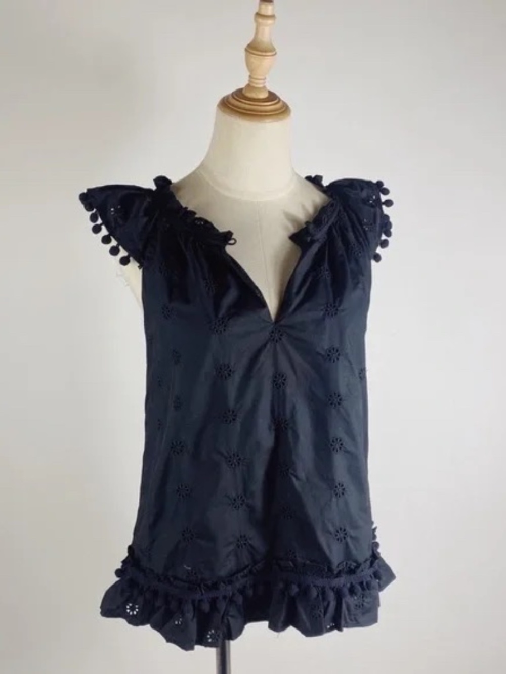 J Crew Black Sleeveless Eyelet Top - Medium